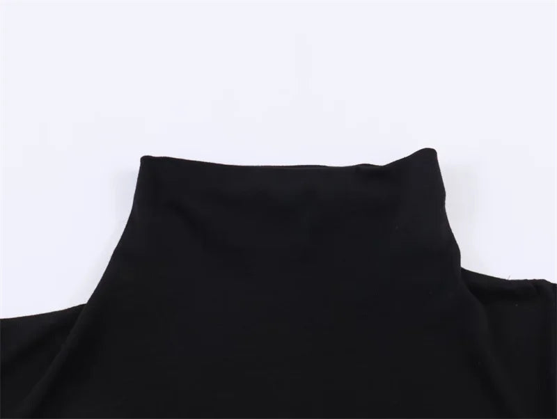 Women's Top 2026 Spring New Style Black Short-Sleeve High-Neck Asymmetrical Pleated Decorative Top Elegant and Stylish Personal